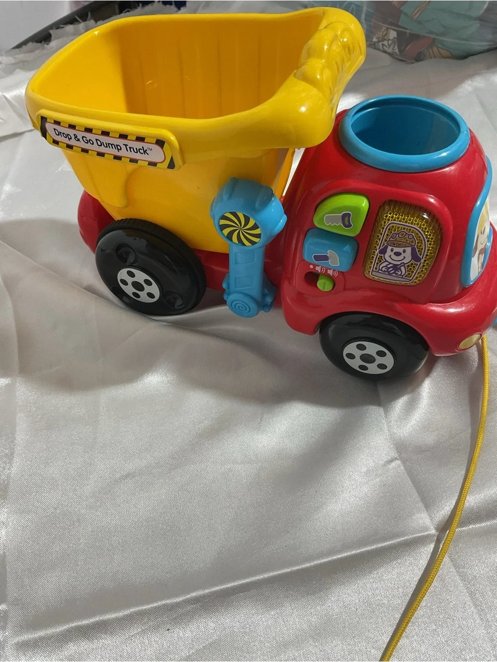 Red & Yellow Pull-Along Dump Truck for Kids